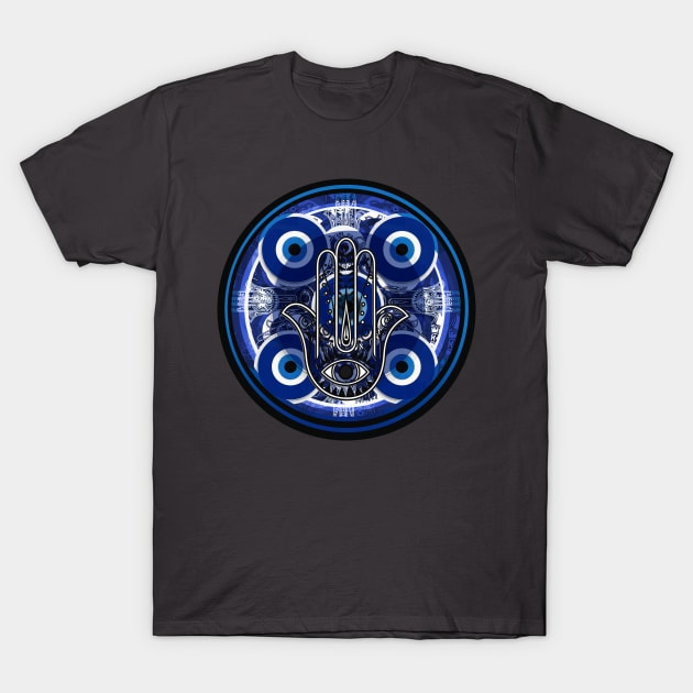 Hamsa Evil Eye Mandala T-Shirt by Aurora X